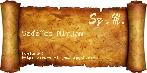 Szűcs Mirjam névjegykártya